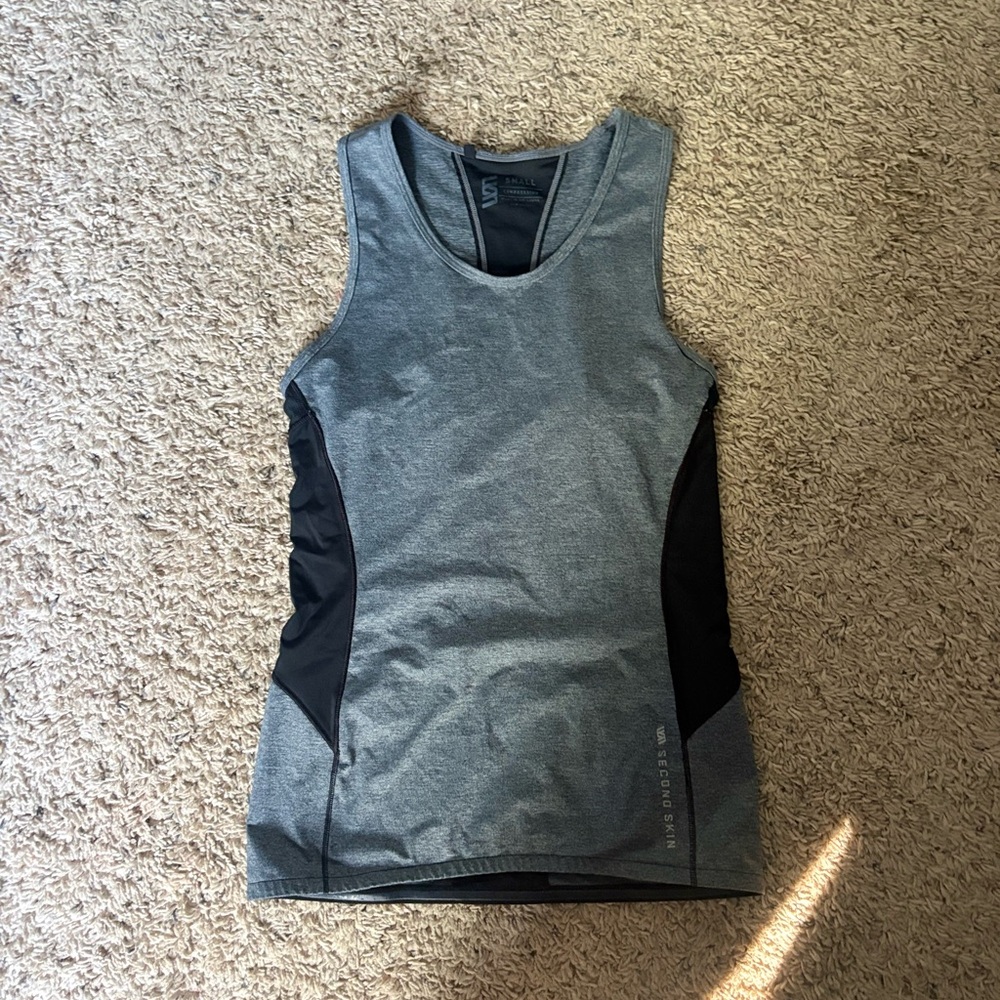 Second Skin Overalls Gray and Black Tank Top